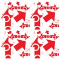 Arrow white & grunge on red seamless pattern