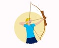 Arrow, woman, bow, Archer, archery, isolated, logo, young, sport, target, people, beautiful, person, white, blonde, 3d, aiming, bu