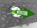 Arrow with word Motivation breaking brick wall. Royalty Free Stock Photo