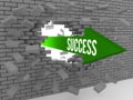 Arrow with word Success breaking brick wall. Royalty Free Stock Photo