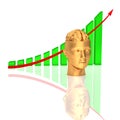 Arrowed chart - brain Royalty Free Stock Photo