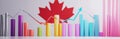 An arrowed financial graph on a Canadian flat is shown in the background Royalty Free Stock Photo