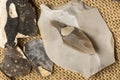 An arrowhead made from flintstone close up