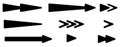 Arrowhead, pointer set. Arrow shapes, arrow elements. Flat arrow