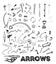 Vector set of arrows. Drawn style. Doodles