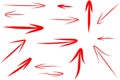 red color different abstract brush stroke design arrows set Royalty Free Stock Photo