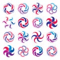 Arrows abstract loop symbols, vector conceptual pictogram template collection, color vector 3d icon set.