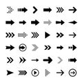 Arrows big black set icons. Arrow icon. Arrow vector collection. Arrow. Cursor. Modern simple arrows. Vector Royalty Free Stock Photo