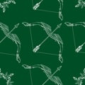 Arrows, bows and feathers seamless pattern.