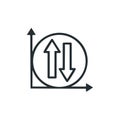 Arrows in Circle with Coordinate Axis Linear Icon Symbol for Diagram Data Graph, Vector Illustration Royalty Free Stock Photo