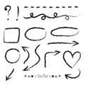 Arrows circles and abstract doodle writing design vector set Royalty Free Stock Photo