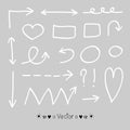 Arrows circles and abstract doodle writing design vector set Royalty Free Stock Photo