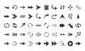 Arrows direction guide cursor web navigation icons set silhouette style