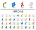 Arrows and direction isometric icons. 3d vector