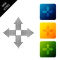 Arrows dots in four directions icon isolated. Set icons colorful square buttons Royalty Free Stock Photo