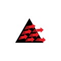 Arrows emerge from triangle logo vector