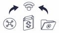 Arrows exchange transfer and data flow and communication and connection Generative AI