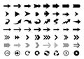 Arrows flat black icons. Direction pointers vector icons. Big collection. Vector set of black arrow signs Royalty Free Stock Photo