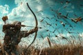 Arrows fly wide missing the target The archers aim is off and the attack is a failure Royalty Free Stock Photo
