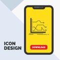 Arrows, forward, graph, market, prediction Glyph Icon in Mobile for Download Page. Yellow Background