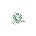 Arrows and gears vector icon symbol isolated on white background Royalty Free Stock Photo