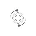 Arrows and gears vector icon symbol isolated on white background Royalty Free Stock Photo