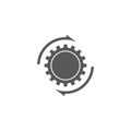 Arrows and gears vector icon symbol isolated on white background Royalty Free Stock Photo