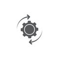 Arrows and gears vector icon symbol isolated on white background Royalty Free Stock Photo