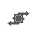 Arrows and gears vector icon symbol isolated on white background Royalty Free Stock Photo