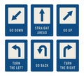 Arrows and Giving Directions. Vector Illustration of Different Arrow Signs Set. Educational English Grammar Royalty Free Stock Photo