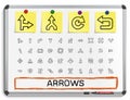 Arrows hand drawing line icons. Royalty Free Stock Photo