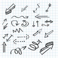 Arrows hand-drawn icons, abstract doodle writing design