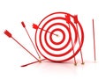 Arrows hitting the center of target - success business concept Royalty Free Stock Photo