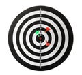 Arrows hitting target on dart board against white Royalty Free Stock Photo