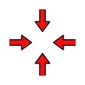 4 arrows icon in line and fill style. Downscale sign. Royalty Free Stock Photo