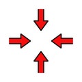 4 arrows icon in line and fill style. Downscale sign.