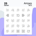 25 Arrows Icon Set. 100% Editable EPS 10 Files. Business Logo Concept Ideas Line icon design Royalty Free Stock Photo