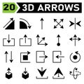 Arrows icon set include increase, increasing, grow, arrows, update, turning, navigated, down, straight, ascending, ascendant,