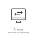 arrows icon vector from web design and programming collection. Thin line arrows outline icon vector illustration. Outline, thin