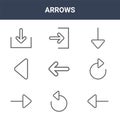 9 arrows icons pack. trendy arrows icons on white background. thin outline line icons such as arrow, reload, enter . arrows icon