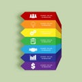 Arrows infographic. Colors of rainbow. Business stairs concept with 7 options, parts, steps or processes. Royalty Free Stock Photo