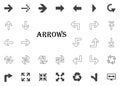 Arrows letter icon. Arrow illustration icons set.