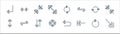 arrows line icons. linear set. quality vector line set such as diagonal arrow, left arrow, minimize, scale, refresh, arrows, Royalty Free Stock Photo