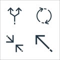 Arrows line icons. linear set. quality vector line set such as diagonal arrow, resize, synchronizing