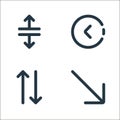 arrows line icons. linear set. quality vector line set such as diagonal arrow, sort, left arrow