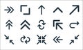 arrows line icons. linear set. quality vector line set such as arrows, minimize, arrows, left way, reload, up arrow, turn left, up Royalty Free Stock Photo