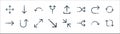 Arrows line icons. linear set. quality vector line set such as recycling, junction, diagonal arrow, right arrow, returning, return Royalty Free Stock Photo