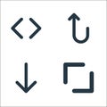 arrows line icons. linear set. quality vector line set such as resize, down, turn up