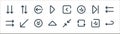 arrows line icons. linear set. quality vector line set such as return, repeat, up arrow, right arrow, skip, left arrow, left sort
