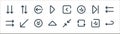arrows line icons. linear set. quality vector line set such as return, repeat, up arrow, right arrow, skip, left arrow, left sort
